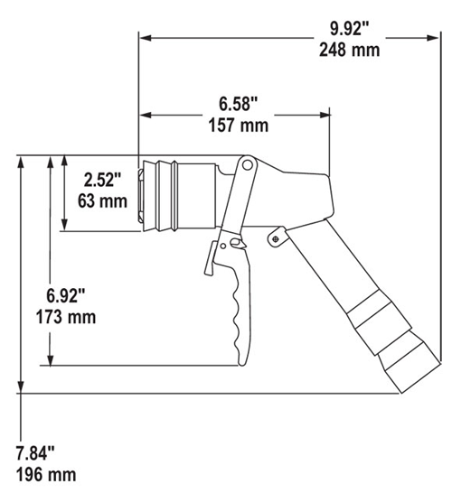 OPW Autogas NOT300 Series LPG Nozzle Dimensions